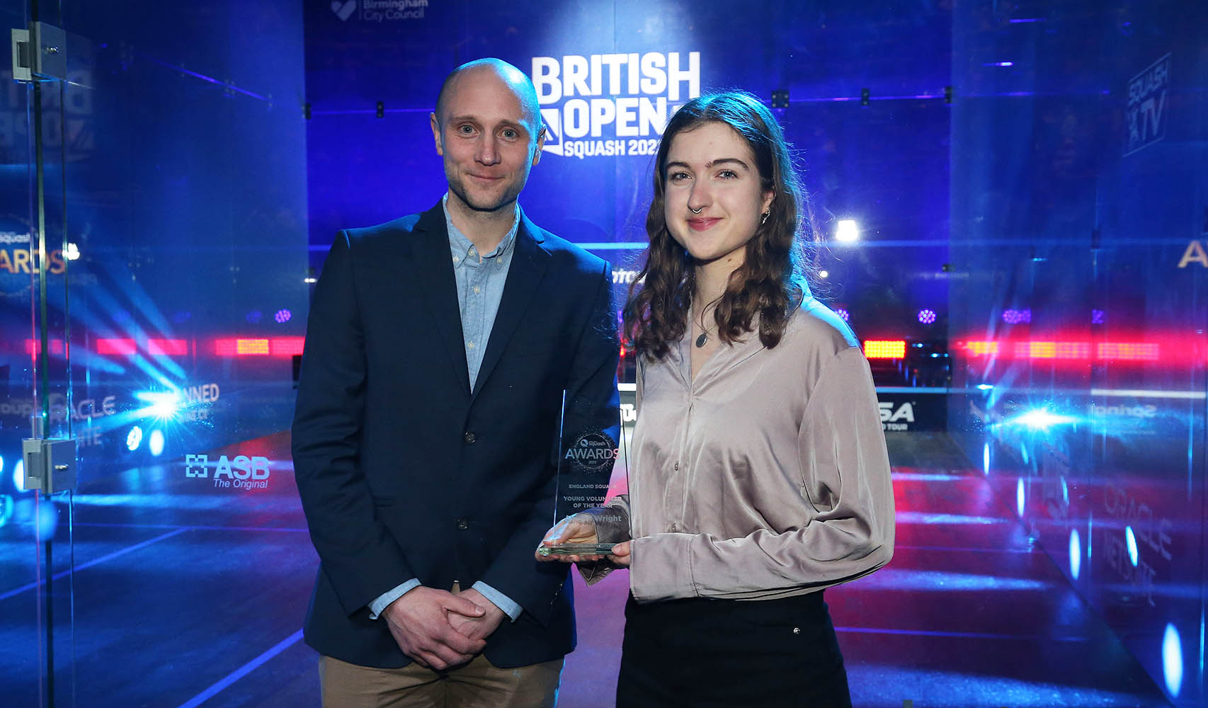 England Squash CEO with Young Volunteer of the Year winner Abigail Wright